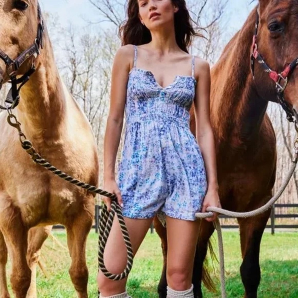 Free People Blue Floral Romper